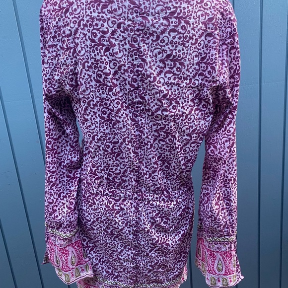 Athleta Laguna Plum Paisley Long Sleeve Drawstring Cover up - Picture 4 of 5